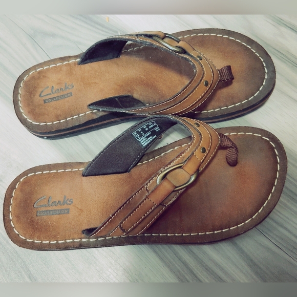 Clarks Collection Fenner Nerice Leather Strap Sandals Sz-6 - Picture 2 of 5